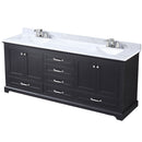 Lexora Dukes 80" W x 22" D Espresso Double Bath Vanity Carrara Marble Top with Faucet Set