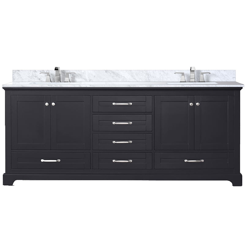 Lexora Dukes 80" W x 22" D Espresso Double Bath Vanity Carrara Marble Top with Faucet Set