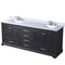 Lexora Dukes 80" W x 22" D Espresso Double Bath Vanity Carrara Marble Top with Faucet Set