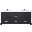 Lexora Dukes 80" W x 22" D Espresso Double Bath Vanity Carrara Marble Top with Faucet Set