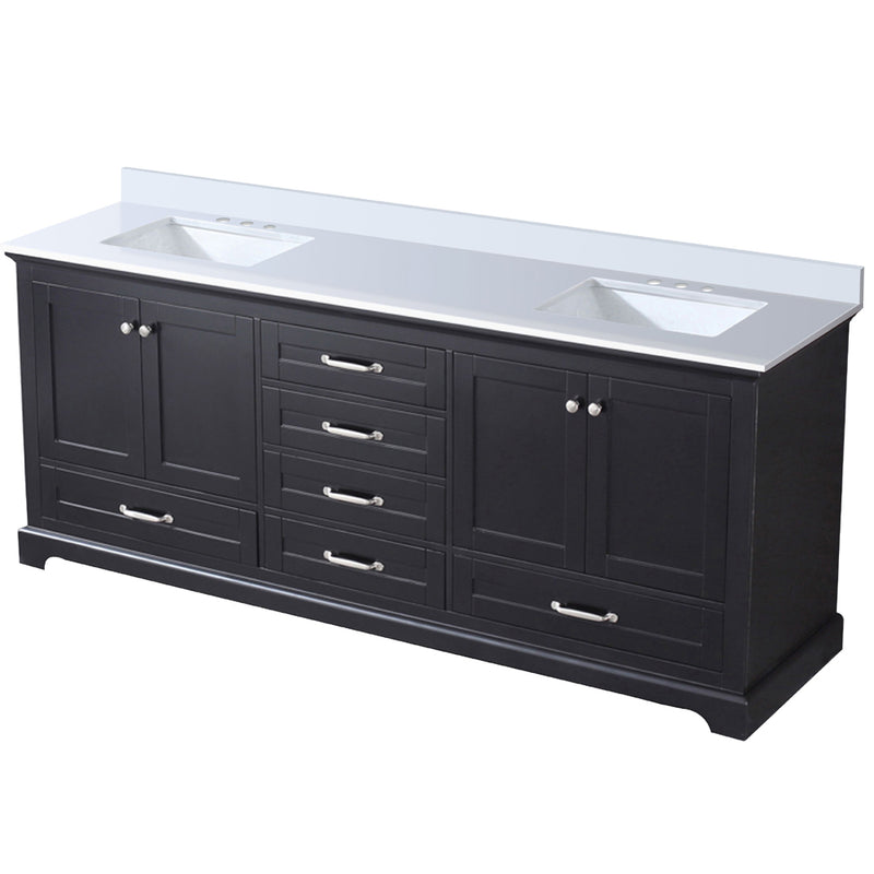 Lexora Dukes 80" W x 22" D Espresso Double Bath Vanity and Carrara Marble Top