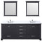 Lexora Dukes 80" W x 22 " D Espresso Double Bath Vanity Carrara Marble Top with Faucet Set and 30" Mirrors