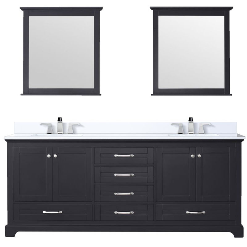 Lexora Dukes 80" W x 22 " D Espresso Double Bath Vanity Carrara Marble Top with Faucet Set and 30" Mirrors