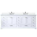 Lexora Dukes 84" W x 22" D White Double Bath Vanity Carrara Marble Top with Faucet Set