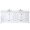 Lexora Dukes 84" W x 22" D White Double Bath Vanity Carrara Marble Top with Faucet Set