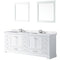 Lexora Dukes 84" W x 22" D White Double Bath Vanity Carrara Marble Top and 34" Mirrors