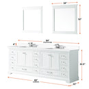 Lexora Dukes 84" W x 22" D White Double Bath Vanity Carrara Marble Top and 34" Mirrors