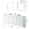 Lexora Dukes 84" W x 22" D White Double Bath Vanity Carrara Marble Top and 34" Mirrors