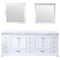 Lexora Dukes 84" W x 22" D White Double Bath Vanity Carrara Marble Top and 34" Mirrors