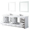 Lexora Dukes 84" W x 22" D White Double Bath Vanity Carrara Marble Top with Faucet Set and 34" Mirrors