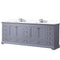 Lexora Dukes 84"  W x 22" D Dark Grey Double Bath Vanity Carrara Marble Top with Faucet Set