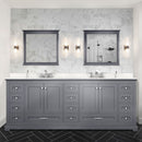 Lexora Dukes 84" W x 22" D Dark Grey Double Bath Vanity and Carrara Marble Top