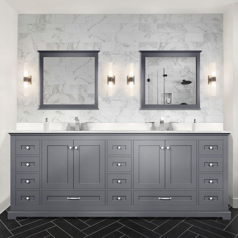 Lexora Dukes 84" W x 22" D Dark Grey Double Bath Vanity and Carrara Marble Top