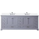 Lexora Dukes 84"  W x 22" D Dark Grey Double Bath Vanity Carrara Marble Top with Faucet Set