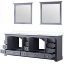 Lexora Dukes 84" W x 22" D Dark Grey Double Bath Vanity Carrara Marble Top and 34" Mirrors