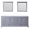 Lexora Dukes 84" W x 22" D Dark Grey Double Bath Vanity Carrara Marble Top and 34" Mirrors