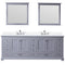 Lexora Dukes 84" W x 22" D Dark Grey Double Bath Vanity Carrara Marble Top with Faucet Set and 34" Mirrors