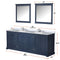 Lexora Dukes 84" W x 22" D Navy Blue Double Bath Vanity Carrara Marble Top with Faucet Set