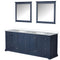 Lexora Dukes 84" W x 22" D Navy Blue Double Bath Vanity Carrara Marble Top and 34" Mirrors