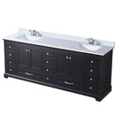 Lexora Dukes 84" W x 22" D Espresso Double Bath Vanity Carrara Marble Top with Faucet Set