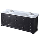 Lexora Dukes 84" W x 22" D Espresso Double Bath Vanity Carrara Marble Top with Faucet Set