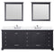 Lexora Dukes 84" W x 22" D Espresso Double Bath Vanity Carrara Marble Top with Faucet Set and 34" Mirrors