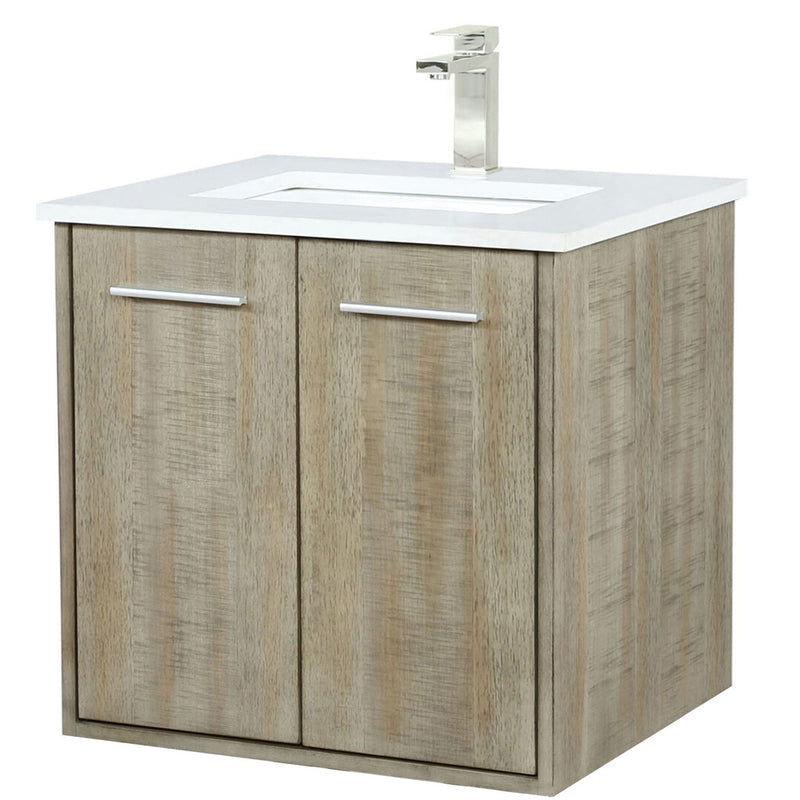 Lexora Fairbanks 24" W x 20" D Rustic Acacia Bath Vanity White Quartz Top with Faucet Set