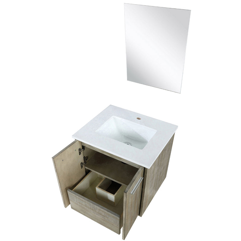 Lexora Fairbanks 24" W x 20" D Rustic Acacia Single Bath Vanity Top and 18" Mirror