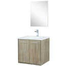 Lexora Fairbanks 24" W x 20" D Rustic Acacia Bath Vanity White Quartz Top with Faucet Set and 18" Mirror