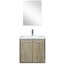 Lexora Fairbanks 24" W x 20" D Rustic Acacia Bath Vanity White Quartz Top with Faucet Set and 18" Mirror