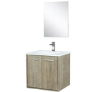 Lexora Fairbanks 24" W x 20" D Rustic Acacia Bath Vanity White Quartz Top with Faucet Set and 18" Mirror