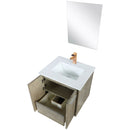 Lexora Fairbanks 24" W x 20" D Rustic Acacia Bath Vanity White Quartz Top with Faucet Set and 18" Mirror