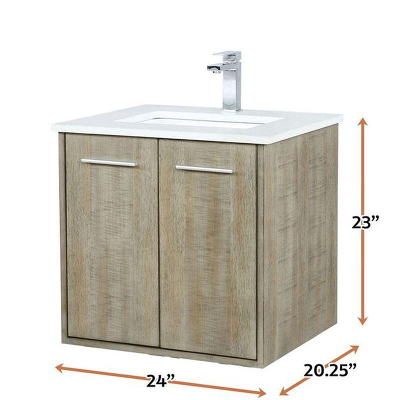 Lexora Fairbanks 24" W x 20" D Rustic Acacia Bath Vanity Cultured Marble Top with Faucet Set