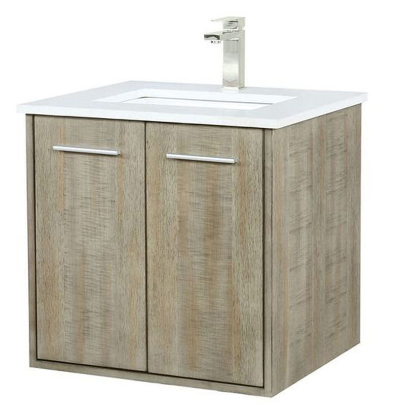 Lexora Fairbanks 24" W x 20" D Rustic Acacia Bath Vanity Cultured Marble Top with Faucet Set