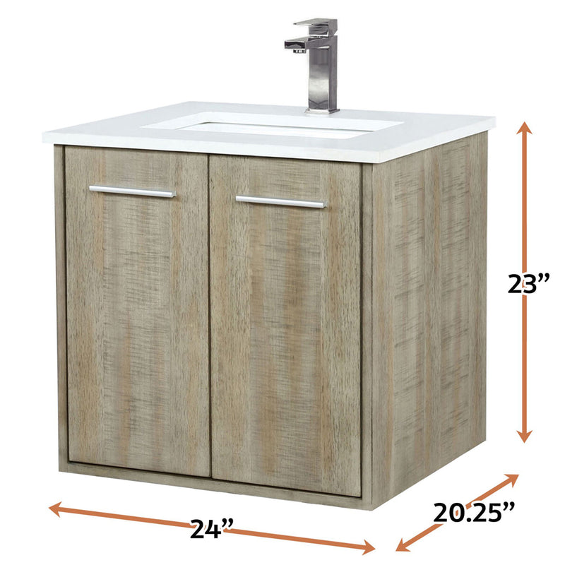 Lexora Fairbanks 24" W x 20" D Rustic Acacia Bath Vanity Cultured Marble Top with Faucet Set