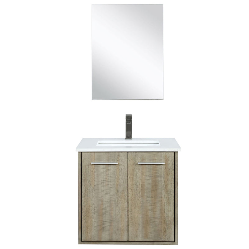 Lexora Fairbanks 24" W x 20" D Rustic Acacia Bath Vanity Cultured Marble Top with Faucet Set and 18" Mirror