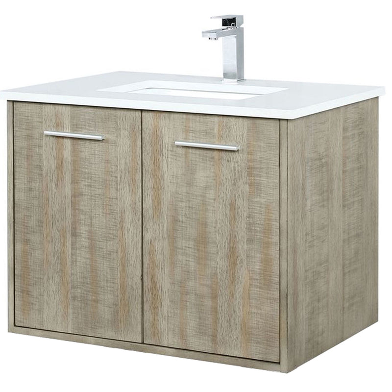 Lexora Fairbanks 30" W x 20" D Rustic Acacia Bath Vanity White Quartz Top with Faucet Set