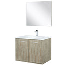 Lexora Fairbanks 30" W x 20" D Rustic Acacia Bath Vanity White Quartz Top with Faucet Set and 28" Mirror