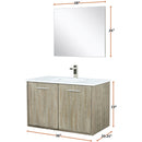 Lexora Fairbanks 36" W x 20" D Rustic Acacia Bath Vanity White Quartz Top with Faucet Set and 28" Mirror