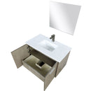 Lexora Fairbanks 36" W x 20" D Rustic Acacia Bath Vanity White Quartz Top with Faucet Set and 28" Mirror