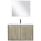 Lexora Fairbanks 36" W x 20" D Rustic Acacia Bath Vanity White Quartz Top with Faucet Set and 28" Mirror