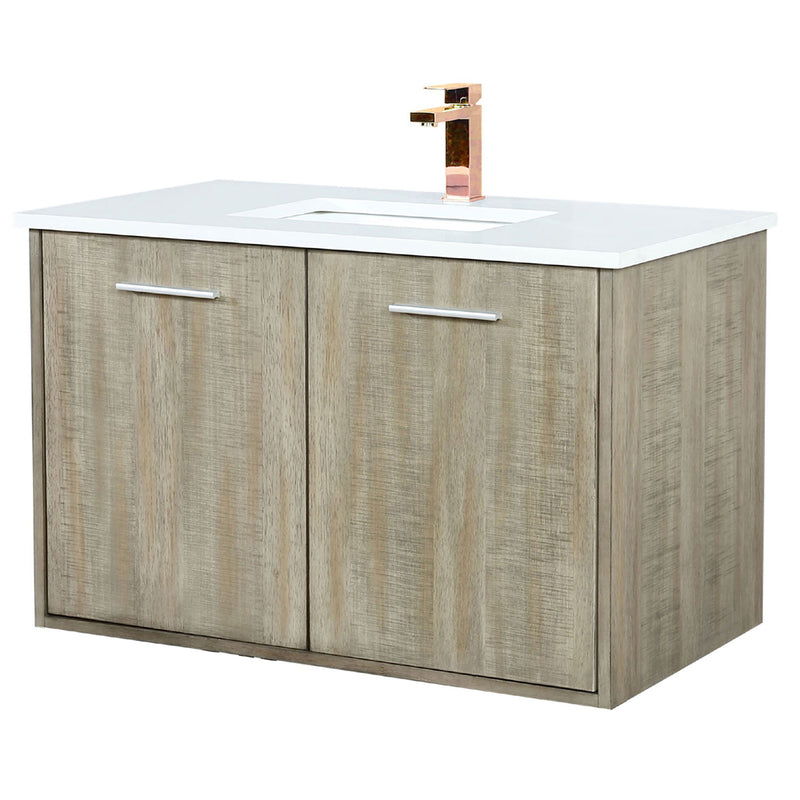 Lexora Fairbanks 36" W x 20" D Rustic Acacia Bath Vanity Cultured Marble Top with Faucet Set