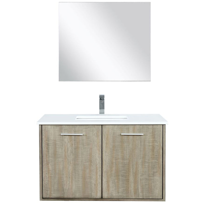 Lexora Fairbanks 36" W x 20" D Rustic Acacia Bath Vanity Cultured Marble Top with Faucet Set and 28" Mirror