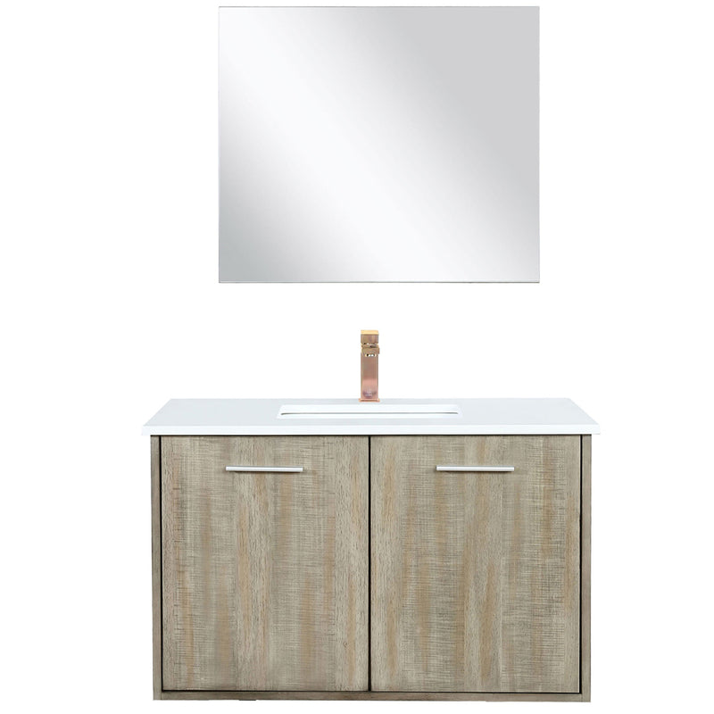 Lexora Fairbanks 36" W x 20" D Rustic Acacia Bath Vanity Cultured Marble Top with Faucet Set and 28" Mirror