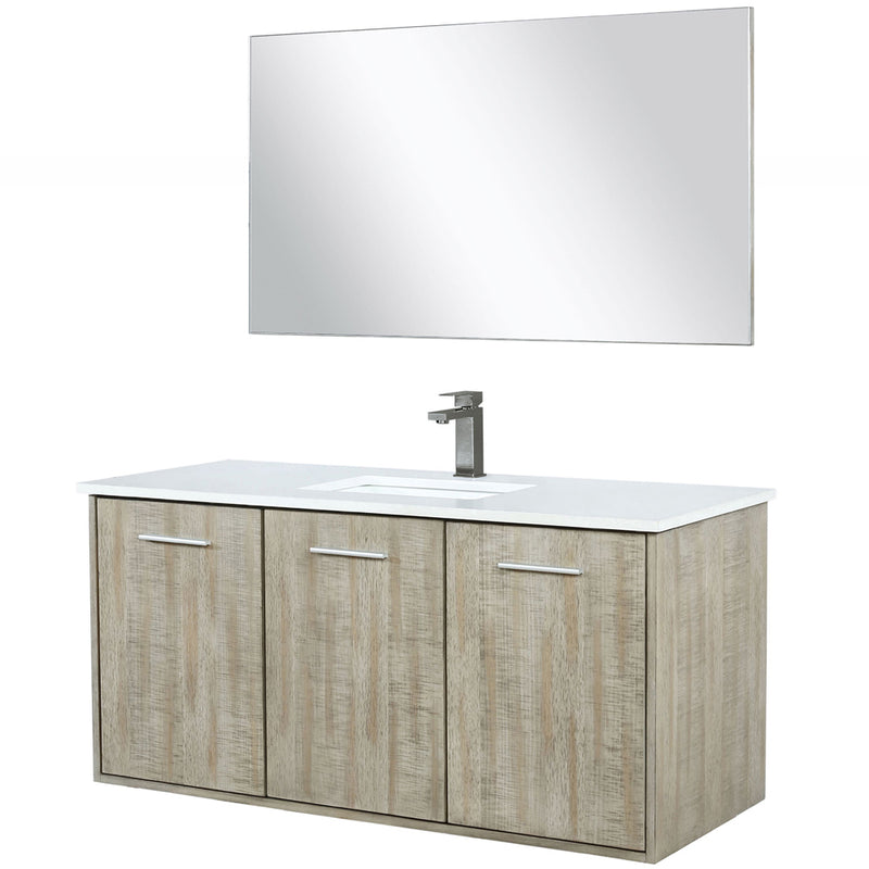 Lexora Fairbanks 48 " W x 20 " D Rustic Acacia Bath Vanity White Quartz Top with Faucet Set and 43" Mirror