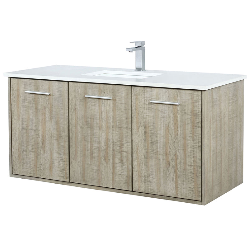 Lexora Fairbanks 48" W x 20" D Rustic Acacia Bath Vanity Cultured Marble Top with Faucet Set