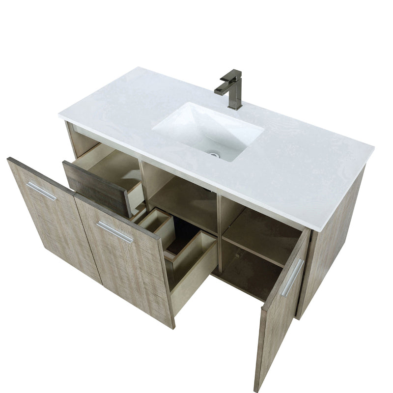 Lexora Fairbanks 48" W x 20" D Rustic Acacia Bath Vanity Cultured Marble Top with Faucet Set