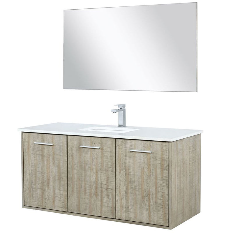 Lexora Fairbanks 48 " W x 20 " D Rustic Acacia Bath Vanity Cultured Marble Top with Faucet Set and 43" Mirror