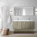 Lexora Fairbanks 60 " W x 20 " D Rustic Acacia Double Bath Vanity White Quartz Top with Faucet Set