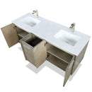 Lexora Fairbanks 60 " W x 20 " D Rustic Acacia Double Bath Vanity White Quartz Top with Faucet Set